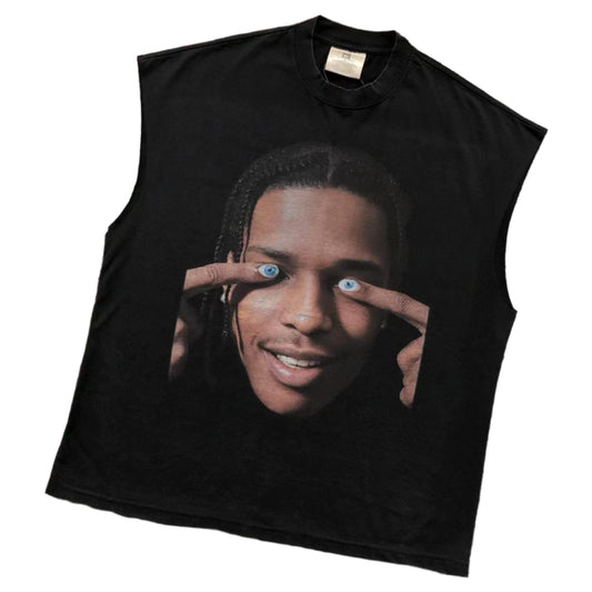 Ａ＄ＡＰ ＲＯＣＫＹ VINTAGE GRAPHIC SLEEVELESS TOP BLACK