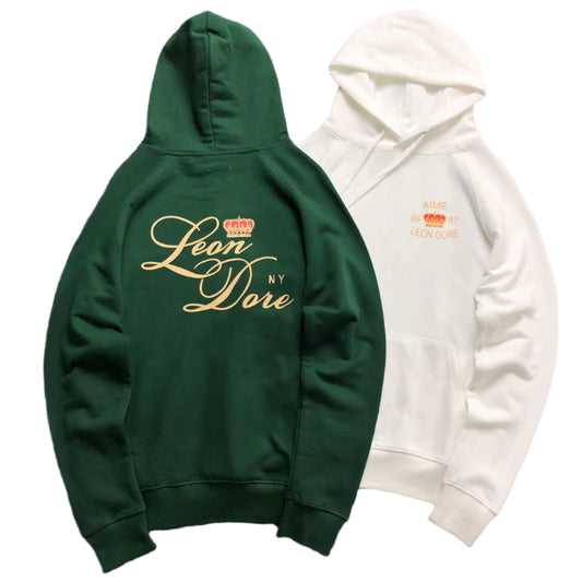 ＡＩＭ ＬＮ ＤＯＲ LEON DORE HOODIE GREEN/WHITE